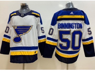 Adidas St.Louis Blues #50 Jordan Binnington Hockey Jersey White