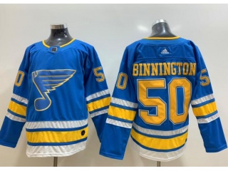Adidas St. Louis Blues #50 Jordan Binnington Winter Classic Hockey Jersey Blue