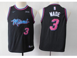 Youth Miami Heat #3 Dwyane Wade Black City Jersey