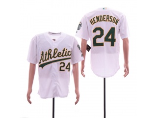 Oakland Athletics 24 Rickey Henderson Cool Base Jersey White