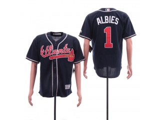 Atlanta Braves 1 Ozzie Albies Cool Base Jersey 2019 Navy Blue