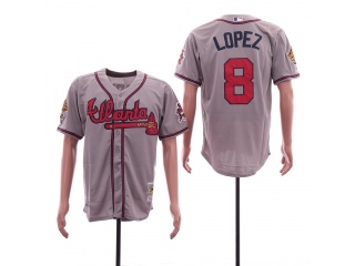 Atlanta Braves 8 Javy Lopez 1995 Throwback Jersey Gray