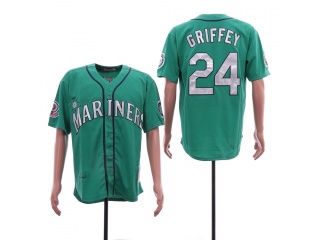 Seattle Mariners 24 Ken Griffey Jr Throwback Jersey Green