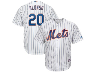 Custom New York Mets 20 Pete Alonso Cool Base Jersey White