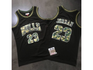 Chicago Bulls 23 Michael Jordan 1997-98 Throwback Jersey Black with Camo Name