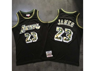 Los Angeles Lakers 23 LeBron James 2018-19 Throwback Jersey Black with Camo Name