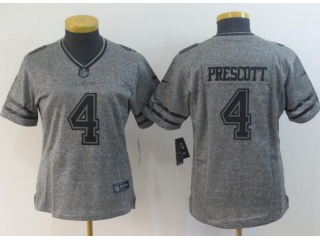Women Dallas Cowboys #4 Dak Prescott Football Jersey Gridiron Gray