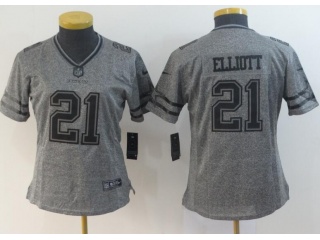 Women Dallas Cowboys # 21 Ezekiel Elliott Football Jersey Gridiron Gray