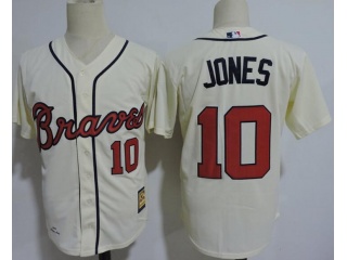 Atlanta Braves #10 Chipper Jones Throbwack Jersey Cream