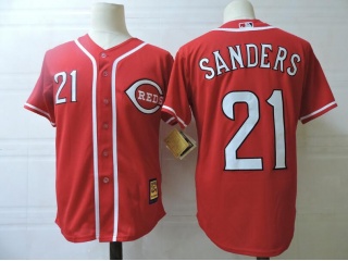 Cincinnati Reds 21 Deion Sanders Throwack Baseball Jersey Red