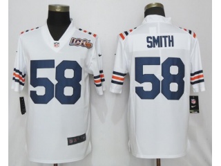 Chicago Bears 58 Roquan Smith Throwback 100th Vapor Limited Jersey White