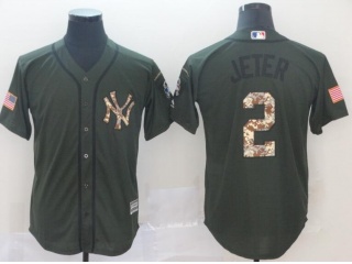 New York Yankees #2 Derek Jeter Salute to Service Cool Base Jerseys Green
