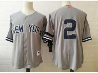 New York Yankees 2 Derek Jeter 2001 USA Flag Baseball Jersey Gray