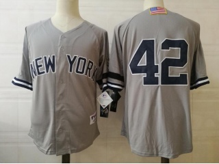 New York Yankees 42 Mariano Rivera 2001 USA Flag Baseball Jersey Gray