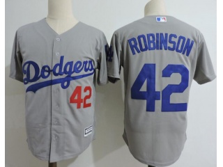 Los Angeles Dodgers 42 Jackie Robinson with Number Cool Base Jersey Gray