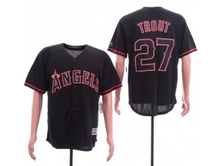 Los Angeles Angels #27 Mike Trout Lights Out Jersey Black