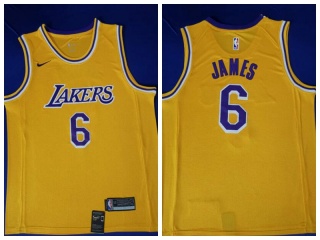Nike Los Angeles Lakers 6 LeBron James Basketball Jersey Gold Swingman
