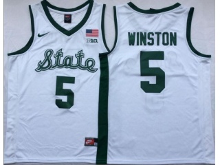 Michigan State Spartans #5 Cassius Winston College Basketball Jersey Green