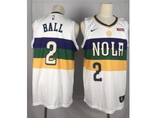 Nike New Orleans Pelicans #2 Lonzo Ball City Swingman Jersey White