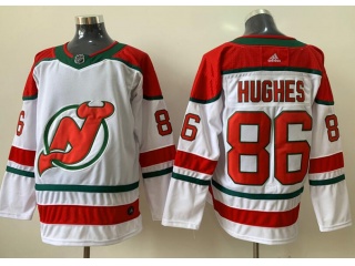 Adidas New Jersey Devils #86 Jack Hughes Hockey White/Green
