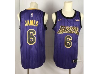 Nike Los Angeles Lakers #6 LeBron James Jersey Purple City