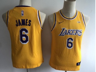 Nike Youth Los Angeles Lakers #6 LeBron James Swingman Basketball Jersey Yellow