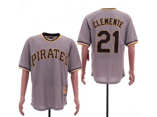 Pittsburgh Pirates #21 Robert Clemente Throwback Jersey Grey