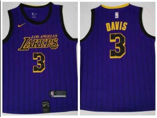 Nike Los Angeles Lakers #3 Anthony Davis Jersey Purple City
