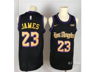 Nike Los Angeles Lakers #23 LeBron James Jersey Black Latin Nights