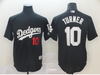 Los Angeles Dodgers 10 Justin Turner Cool Base Jersey Black/White