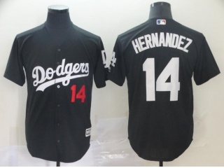 Los Angeles Dodgers 14 Enrique Hernandez Cool Base Jersey Black/White