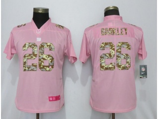 Women New York Giants 26 Saquon Barkley Vapor Limited Jersey Pink Camo