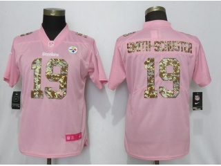 Women Pittsburgh Steelers #19 JuJu Smith-Schuster Vapor Limited Jersey Pink Camo