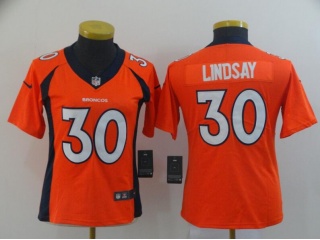 Women Denver Broncos 30 Phillip Lindsay Vapor Limited Jersey Orange