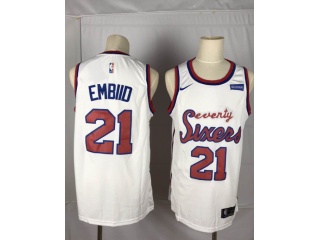 Nike Philadelphia 76ers 21 Joel Embiid Classic Basketball Jersey White