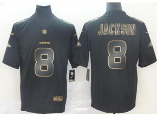 Nike Baltimore Ravens #8 Lamar Jackson Untouchable Limited Jersey Black Gold