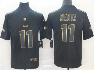 Philadelphia Eagles #11 Carson Wentz Black Golden Vapor Untouchable Limited Jersey