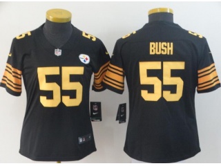 Woman Pittsburgh Steelers #55 Devin Bush Color Rush Limited Jersey Black