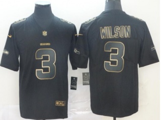 Seattle Seahawks #3 Russell Wilson Black Golden Vapor Untouchable Limited Jersey