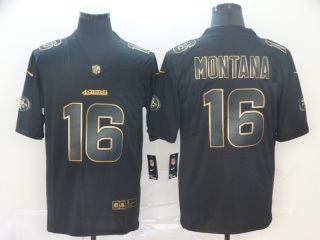 San Francisco 49ers 16 Joe Montana Vapor Limited Jersey Black Golden