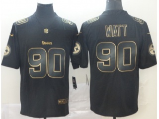 Pittsburgh Steelers #90 T.J. Watt Vapor Limited Jersey Black Golden
