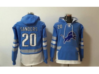 Detroit Lions #20 B.Sanders Football Hoodies Blue