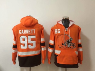 Cleveland Browns 95 Myles Garrett Football Hoodie Orange