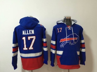 Buffalo Bills 17 Josh Allen Football Hoodies Blue