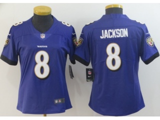 Woman Baltimore Ravens #8 Lamar Jackson Vapor Untouchable Limited Jersey Purple