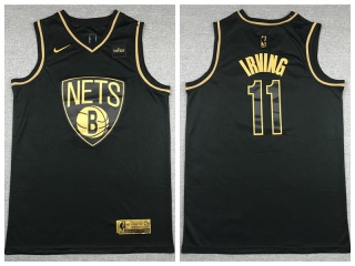 Nike Brooklyn Nets 11 Kyrie Irving Basketball Jersey Black Golden