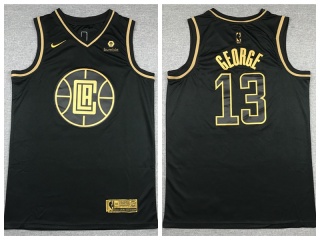 Nike Los Angeles Clippers 13 Paul George Basketball Jersey Black Golden