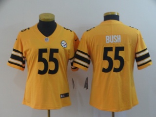 Woman Pittsburgh Steelers 55 Devin Bush Inverted Legend Limited Jersey Yellow