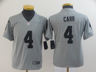 Youth Oakland Raiders 4 Derek Carr Inverted Legend Limited Jersey Gray