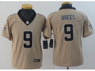 Youth New Orleans Saints #9 Drew Brees Inverted Legend Limited Jersey Gold